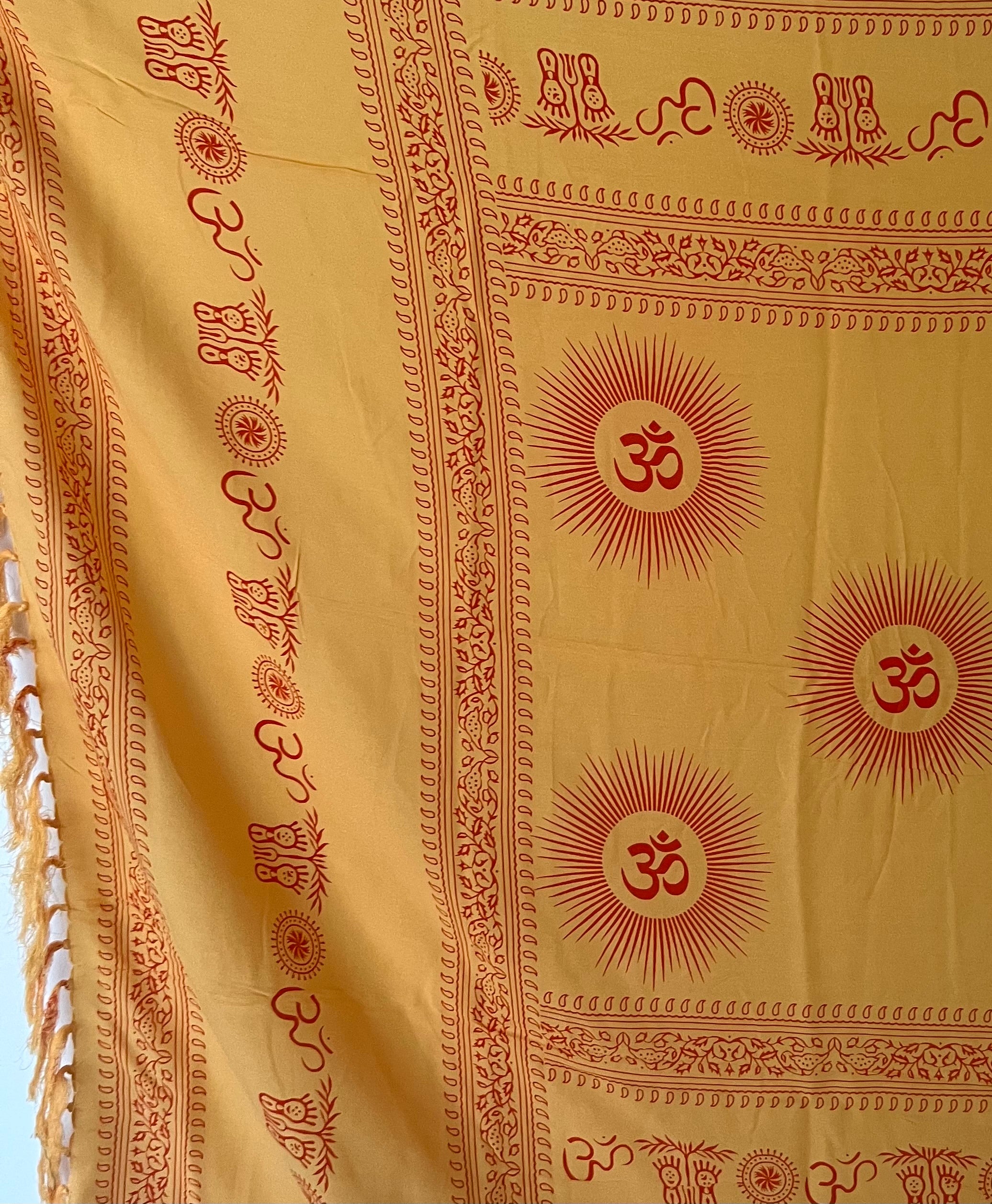 Yellow Om Print - Beach Sarong