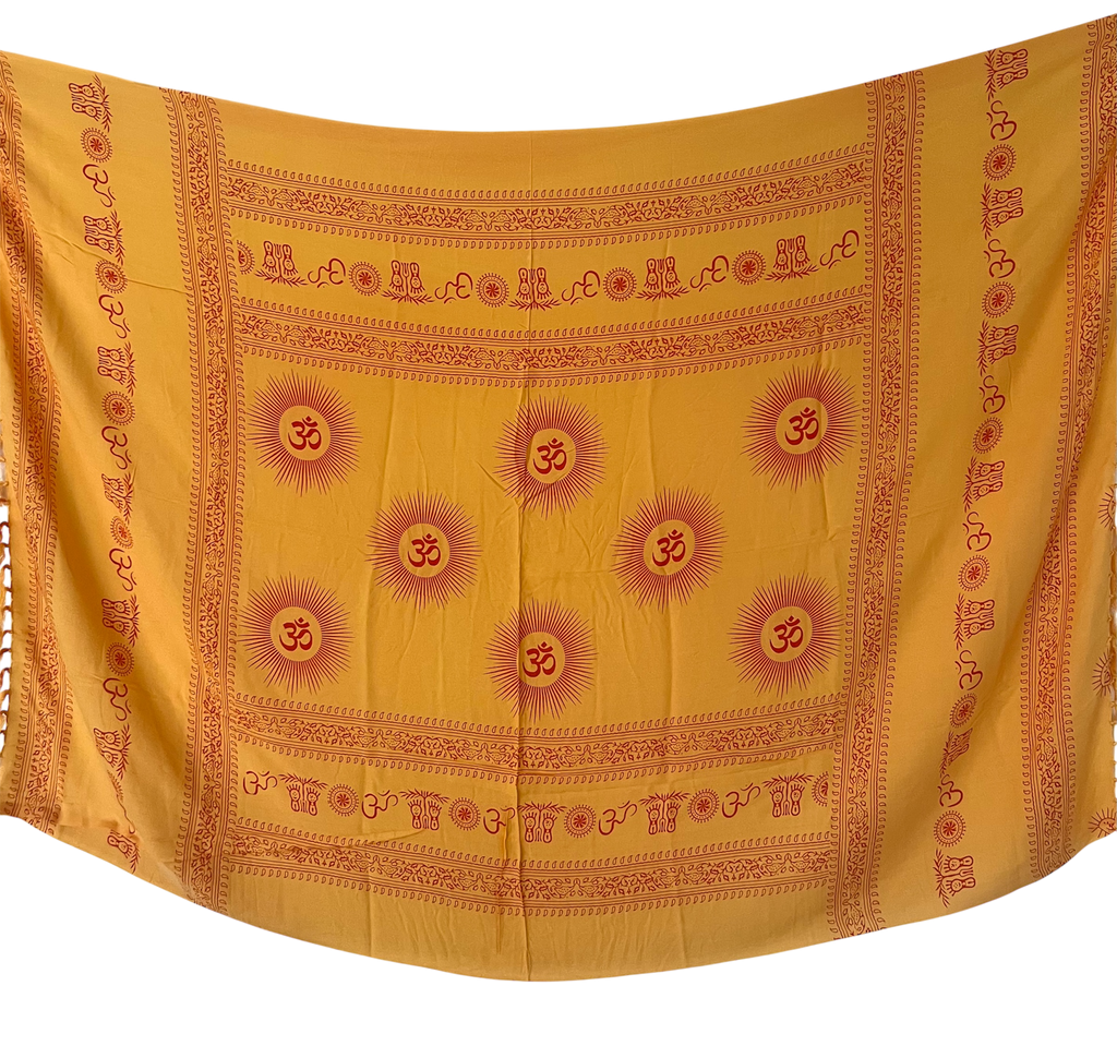 Yellow Om Print - Beach Sarong