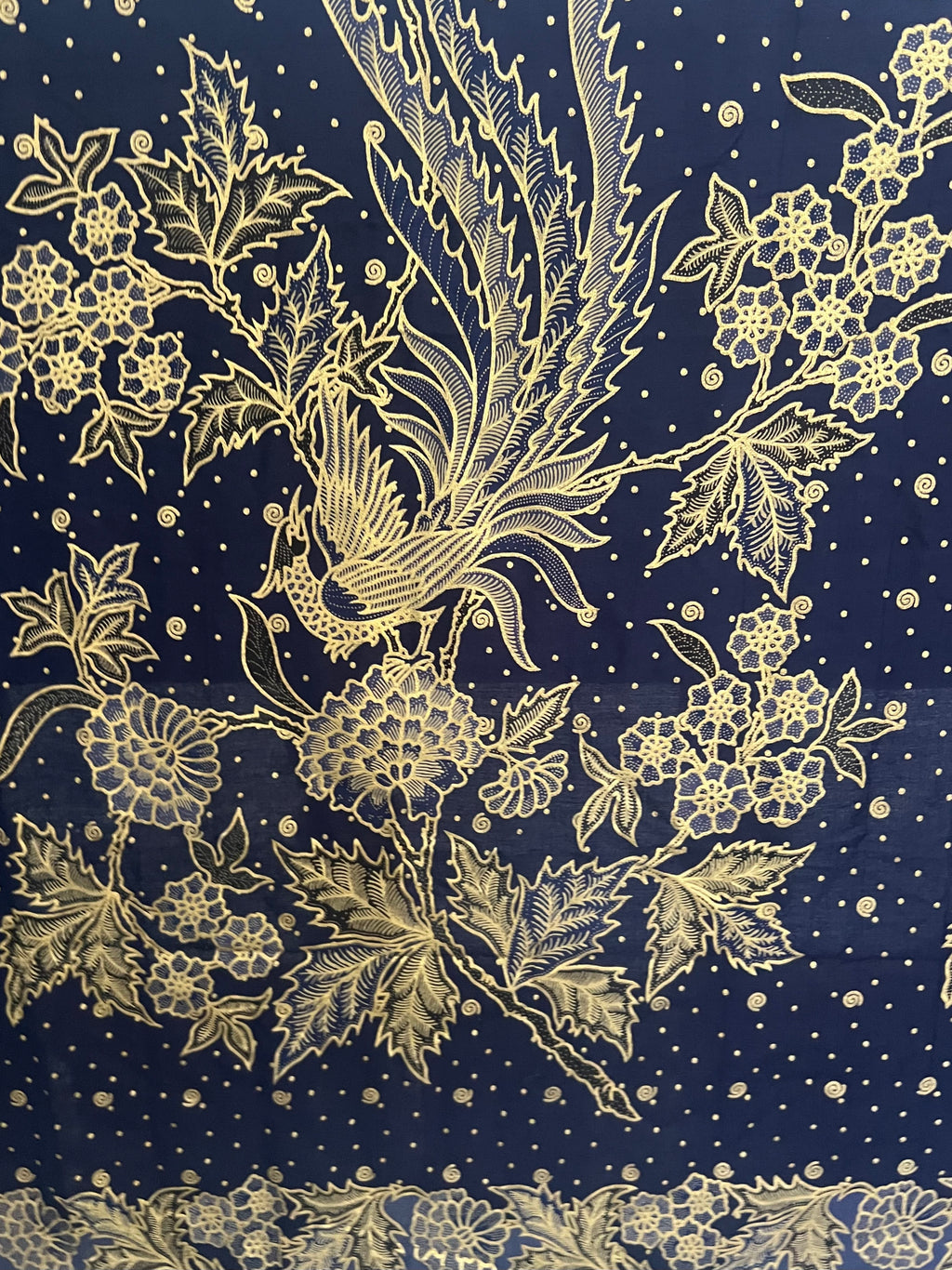 Silk Indonesian Batik - Navy