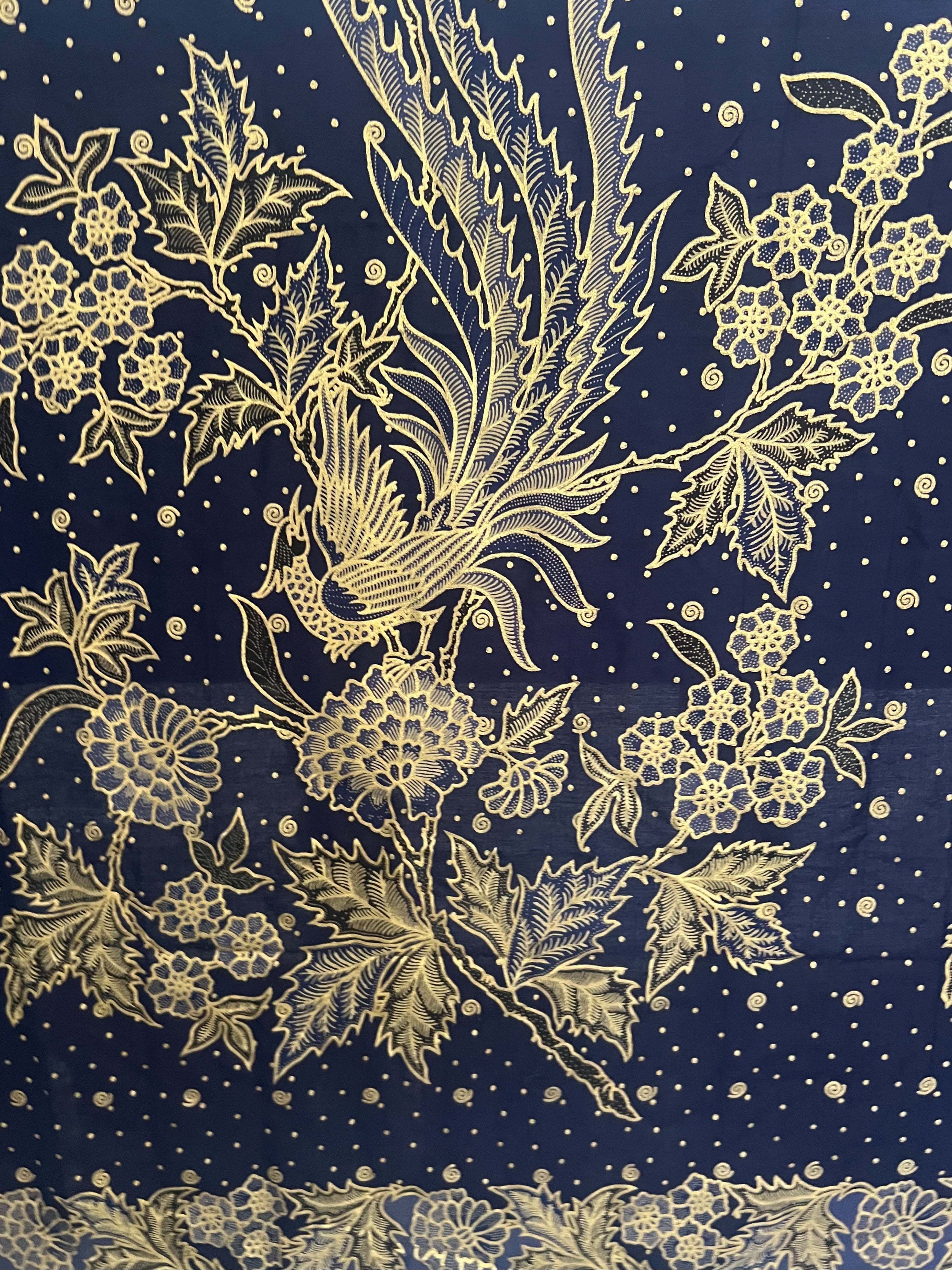 Silk Indonesian Batik - Navy