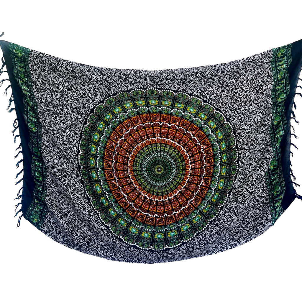 Green Sequin Mandala - Beach Sarong
