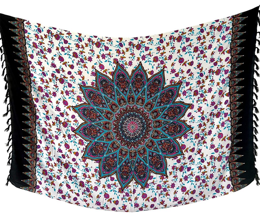 White & Blue Mandala - Beach Sarong