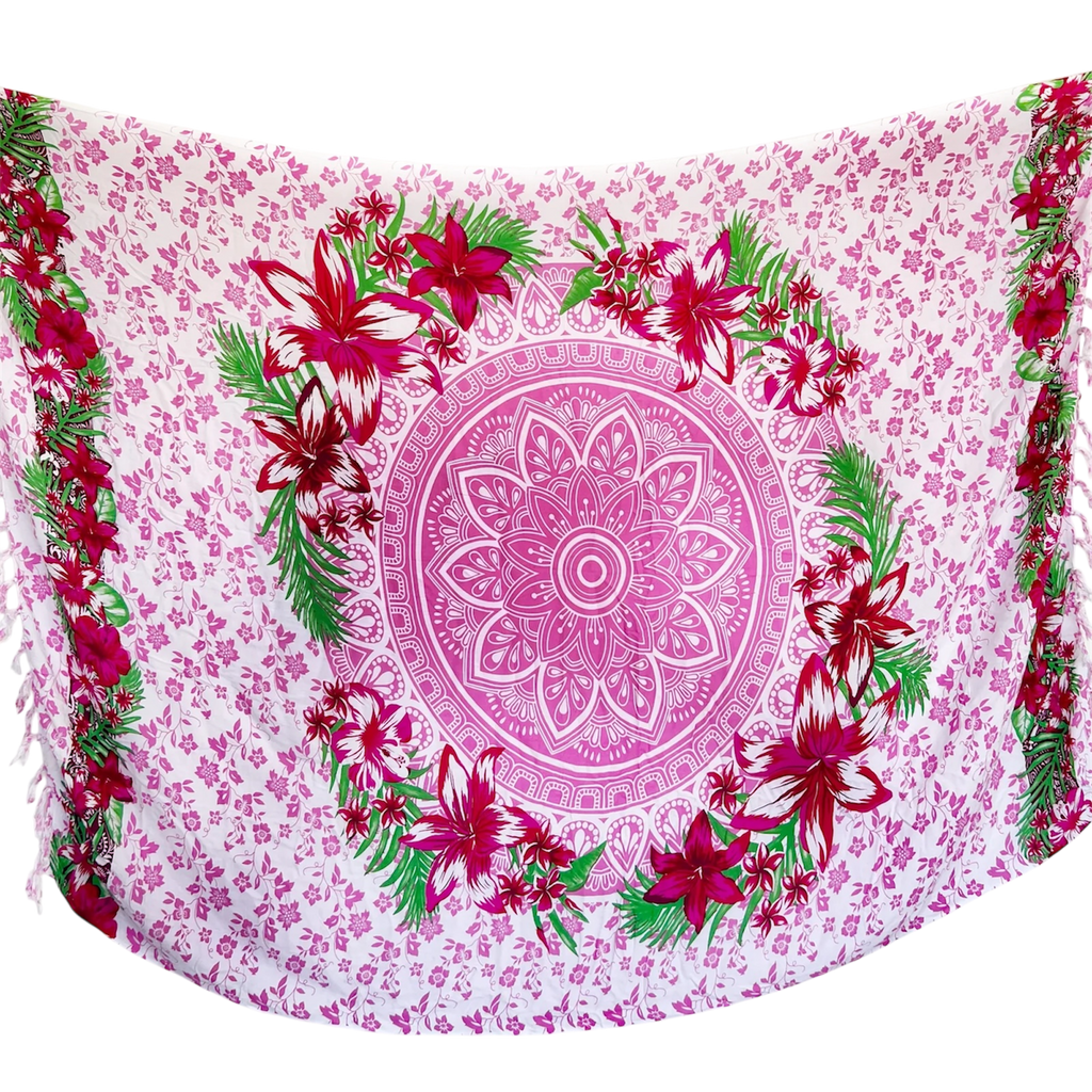 Pink Floral Mandala - Beach Sarong