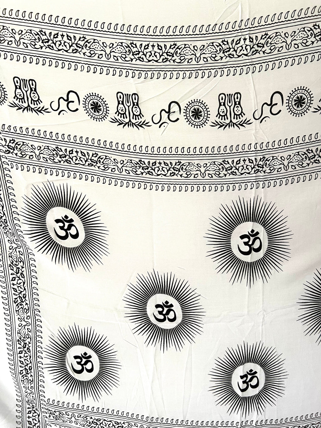 White Om Print - Beach Sarong