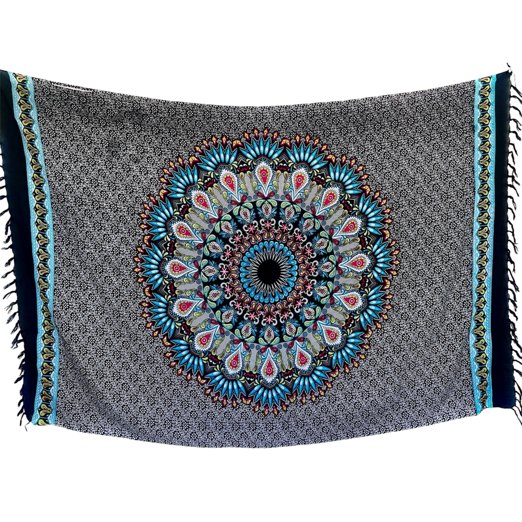 Black & Blue Mandala - Beach Sarong