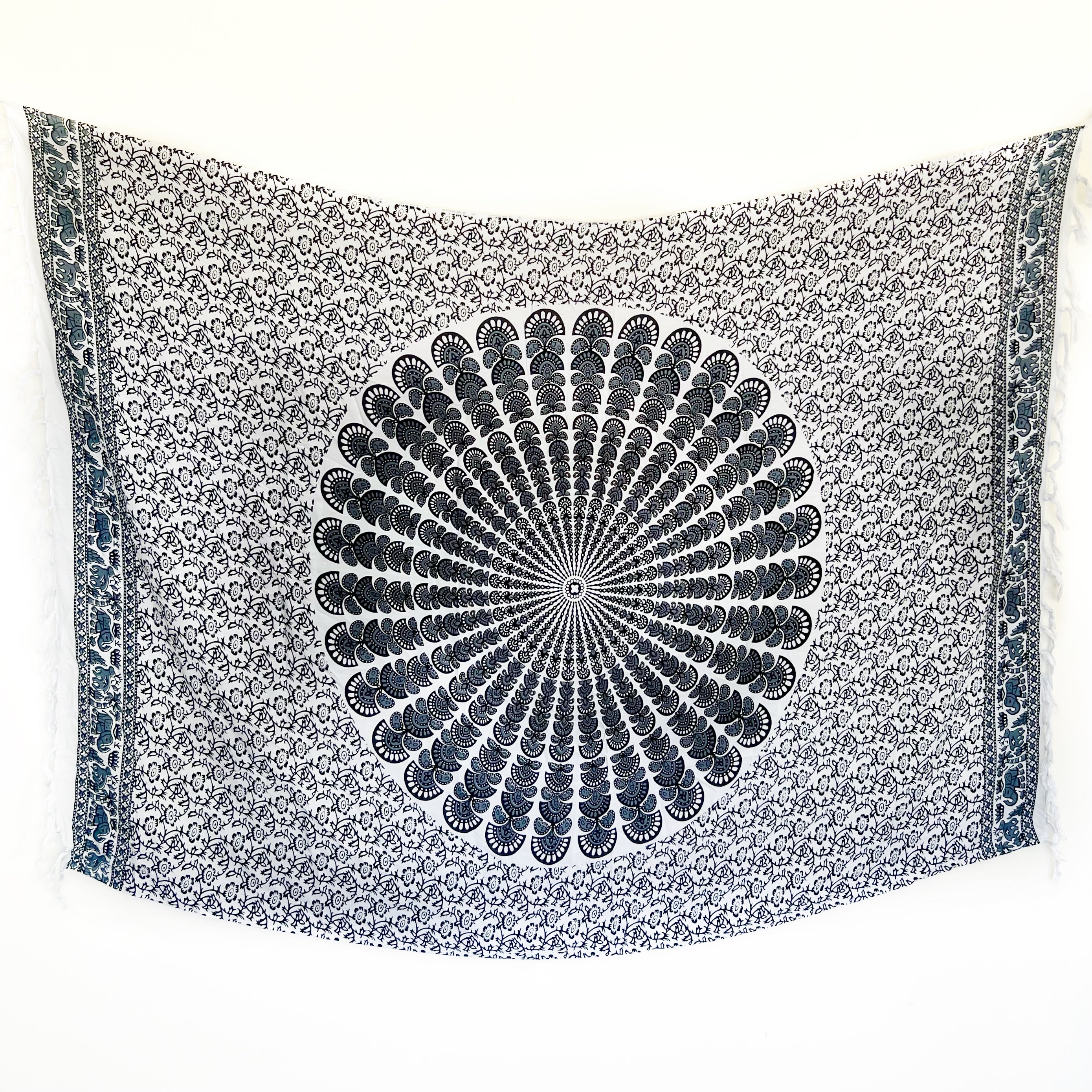 Greyscale Mandala - Beach Sarong