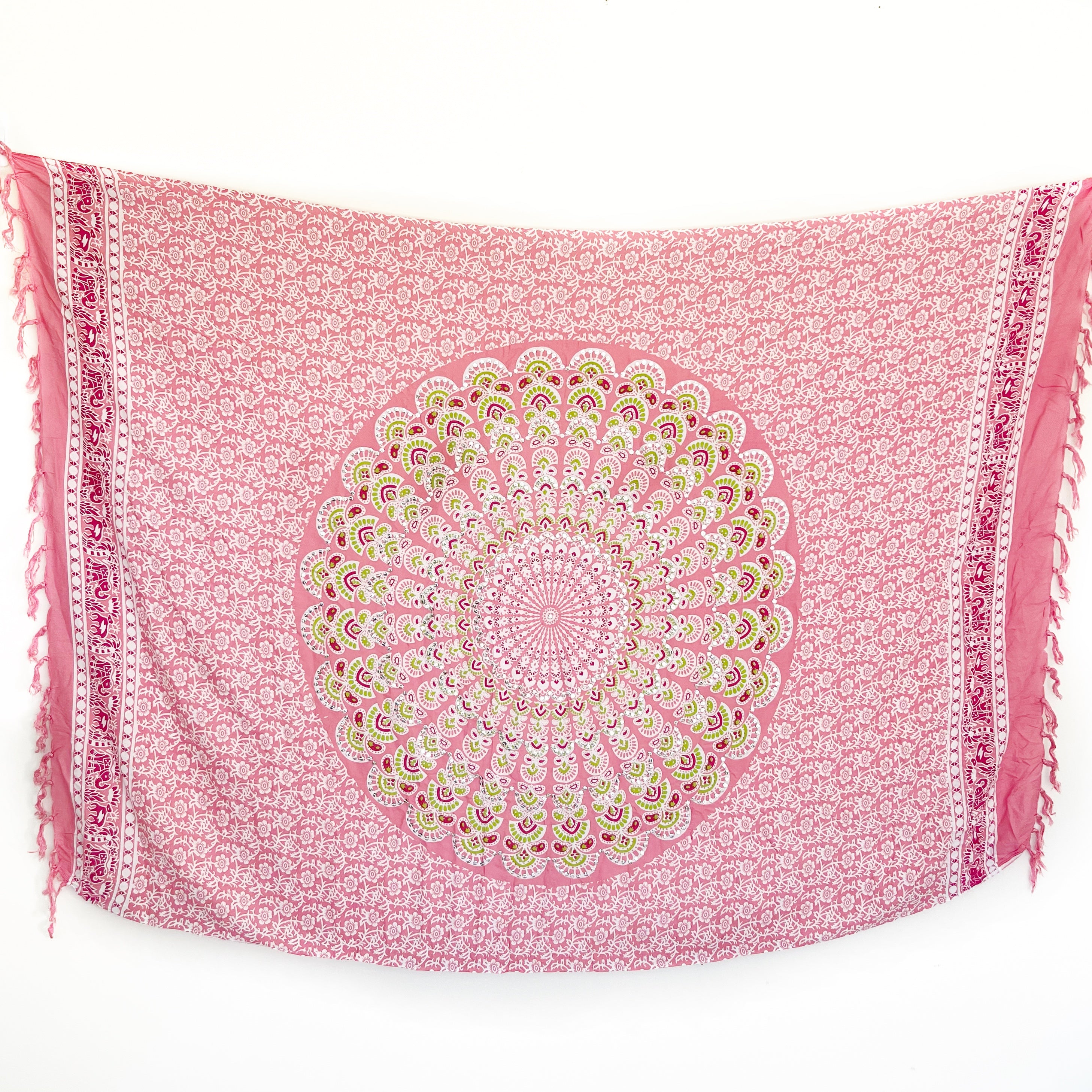 Pink Sequin Mandala - Beach Sarong
