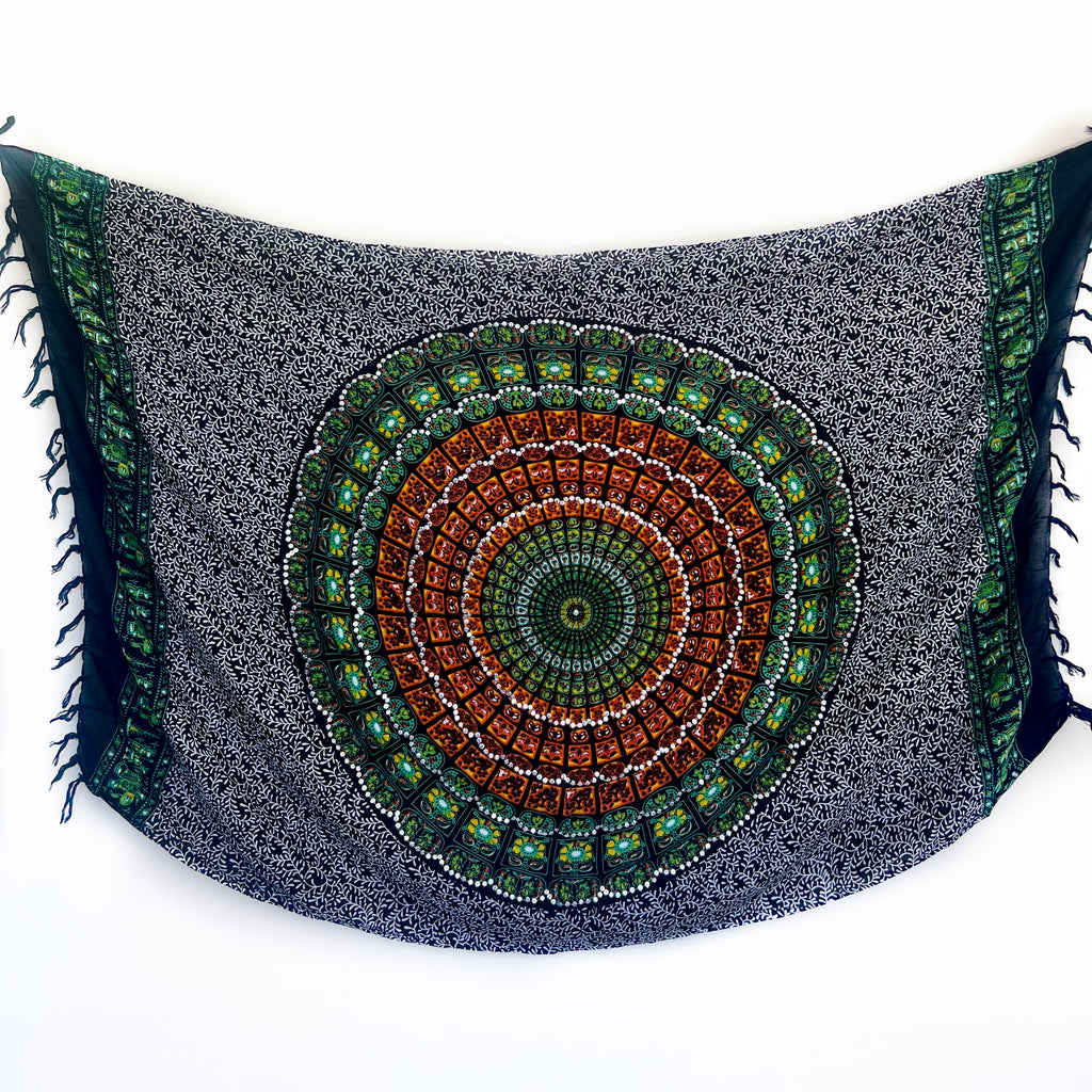 Green Sequin Mandala - Beach Sarong