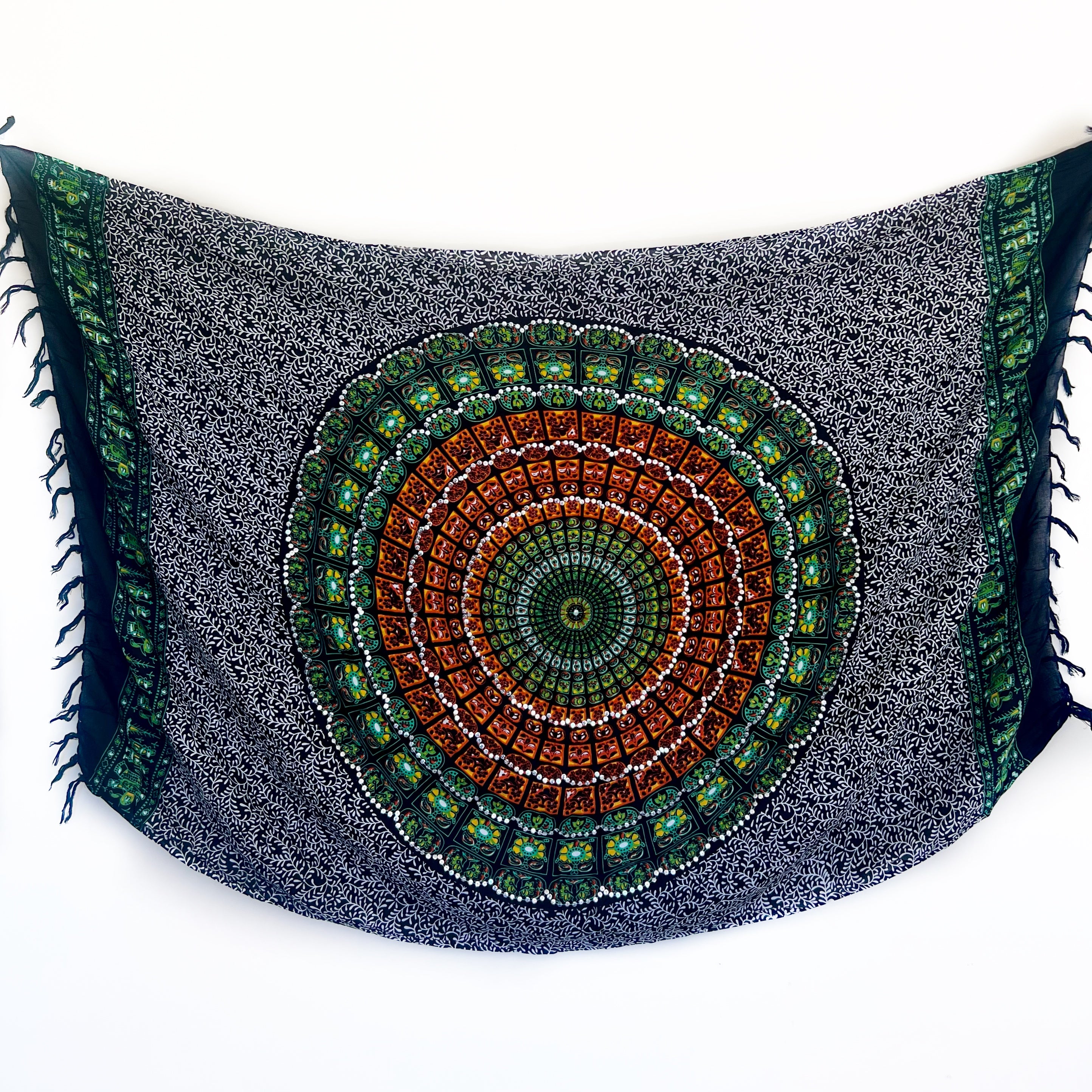 Green Sequin Mandala - Beach Sarong