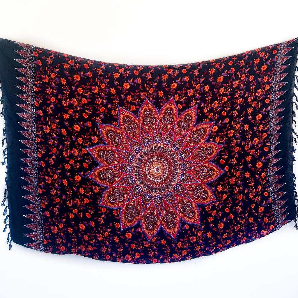 Black & Orange Mandala - Beach Sarong