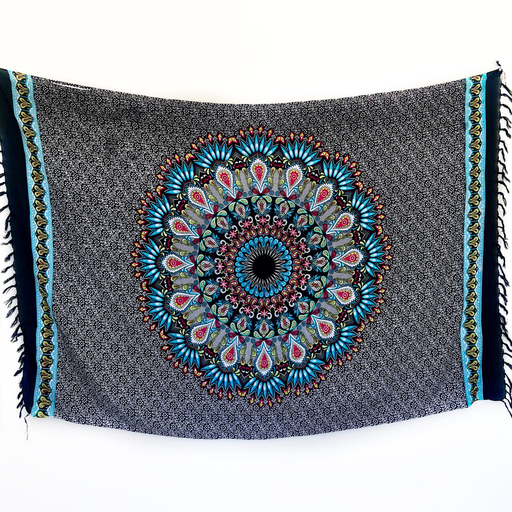 Black & Blue Mandala - Beach Sarong