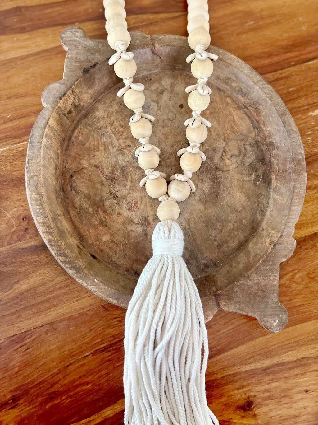 Coastal Wooden Bead & Shell Garland