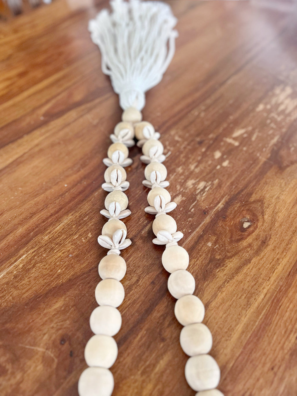 Coastal Wooden Bead & Shell Garland