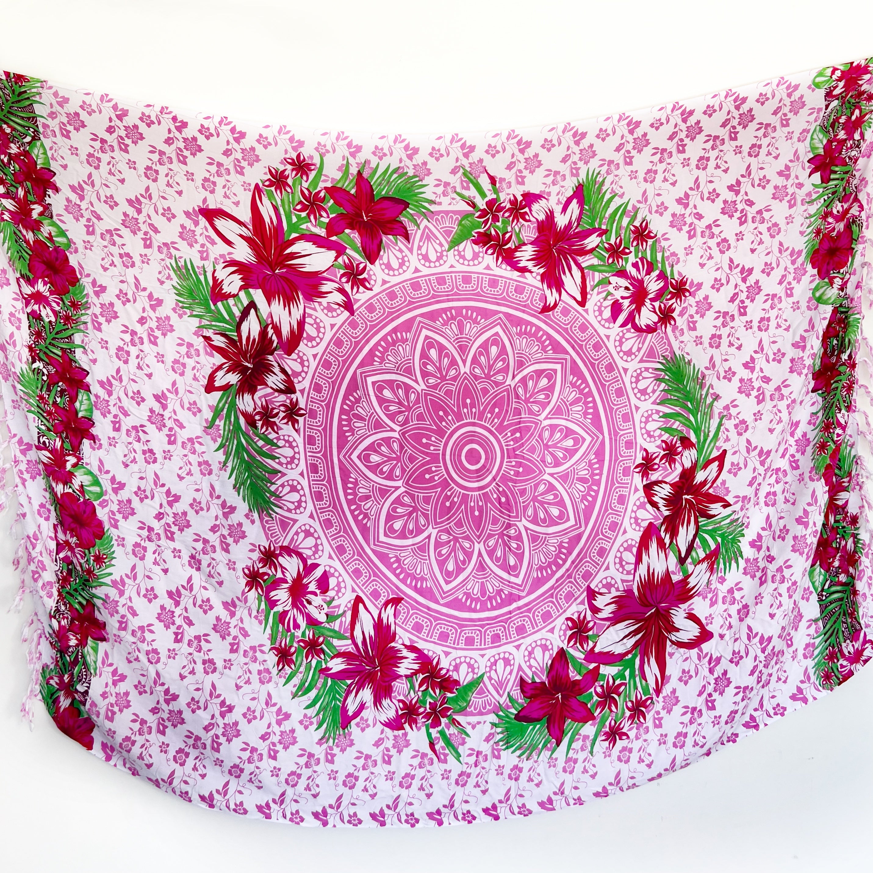 Pink Floral Mandala - Beach Sarong