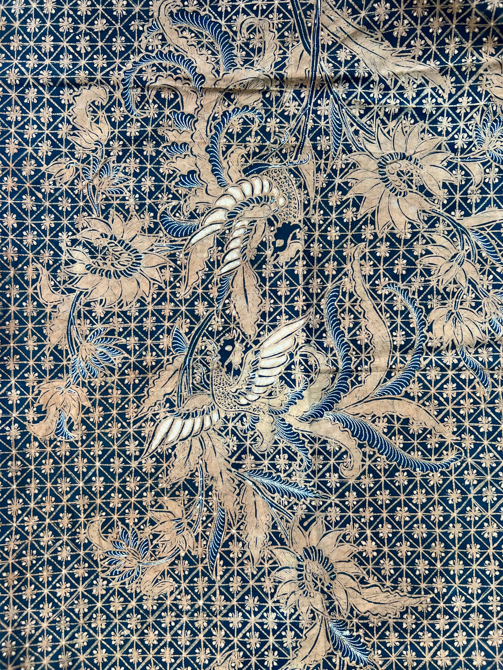 Vintage Indonesian Batik - Navy Bird