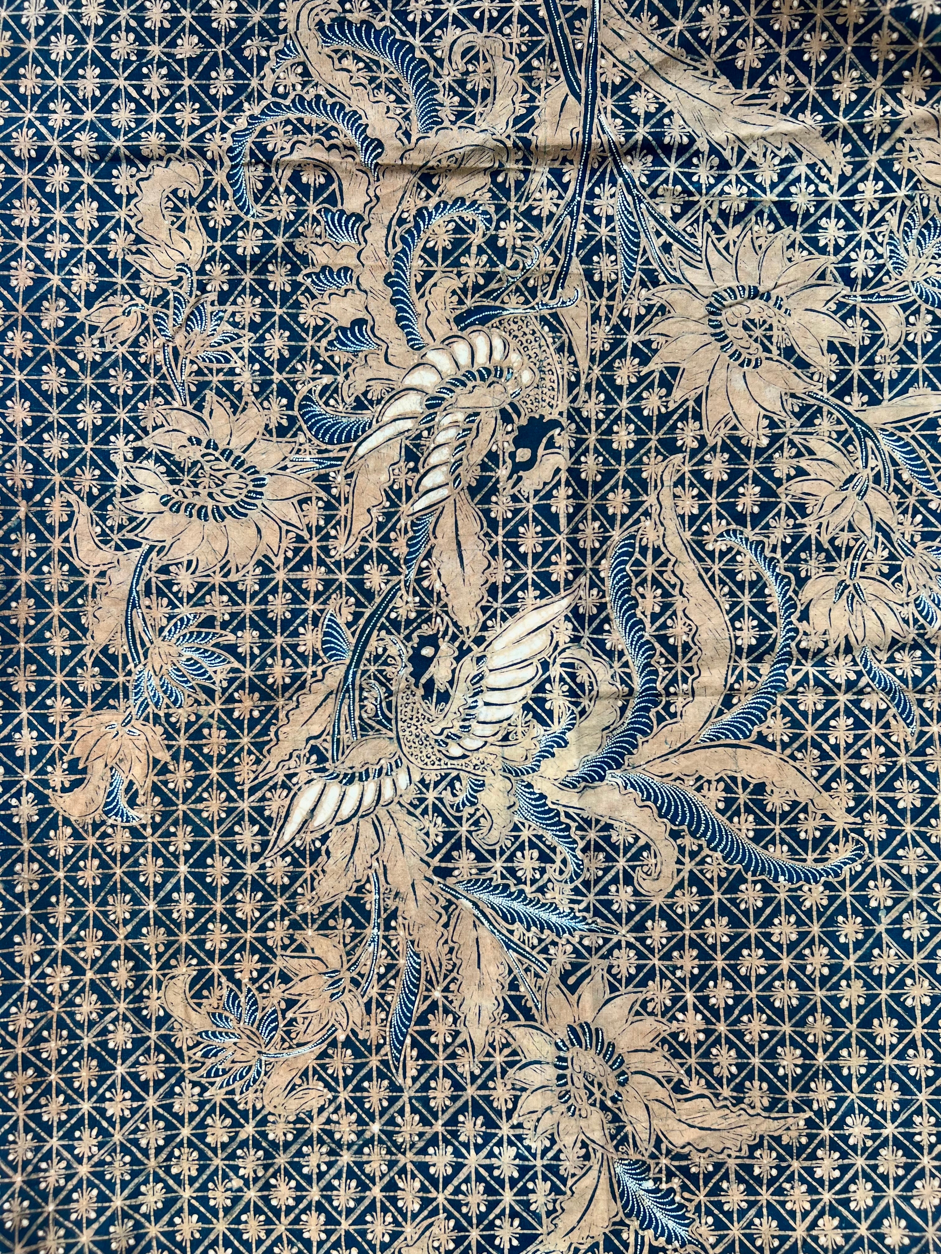 Vintage Indonesian Batik - Navy Bird