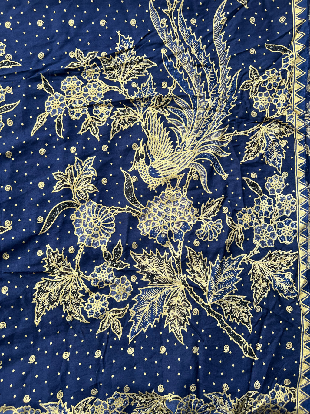 Silk Indonesian Batik - Navy