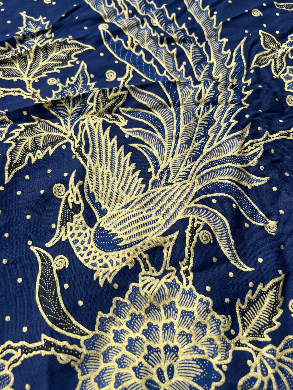 Silk Indonesian Batik - Navy