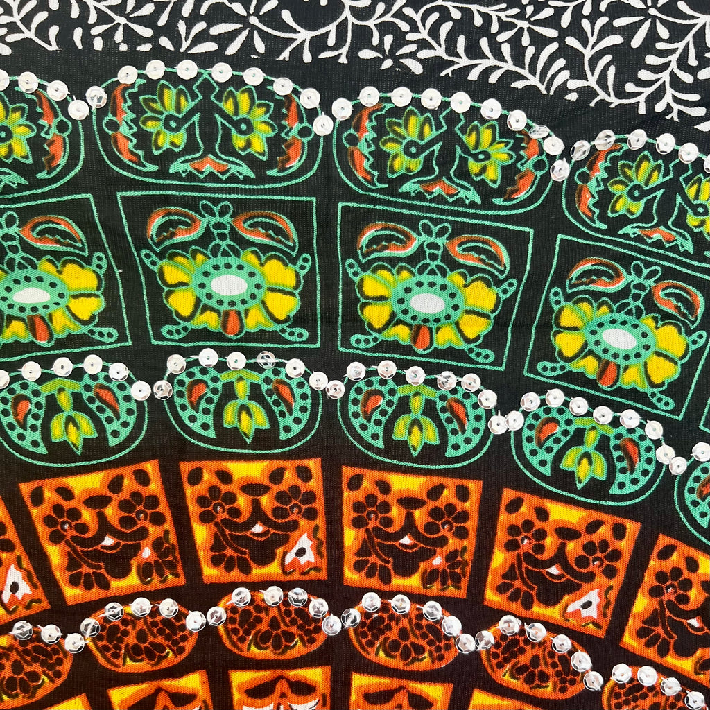 Green Sequin Mandala - Beach Sarong