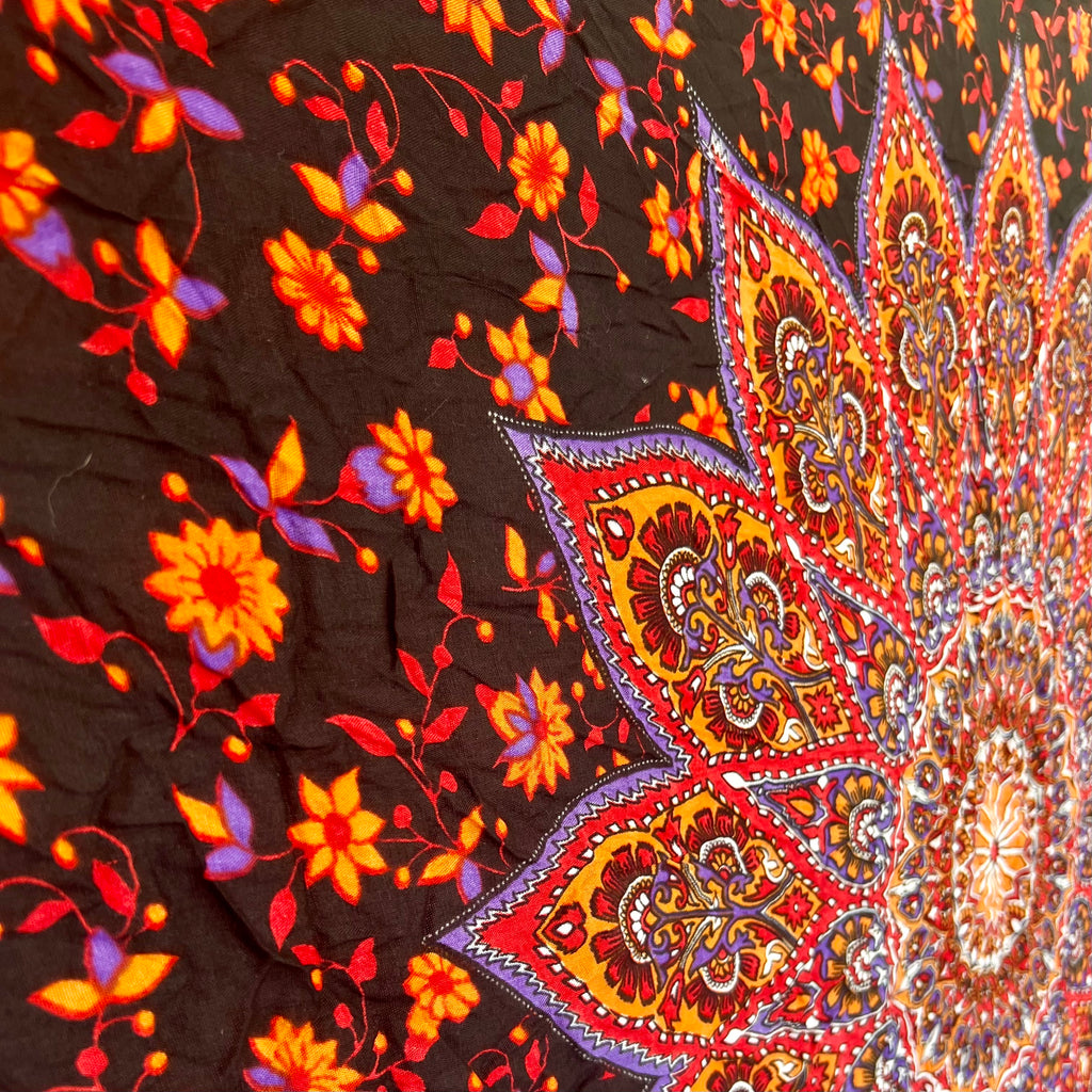 Black & Orange Mandala - Beach Sarong