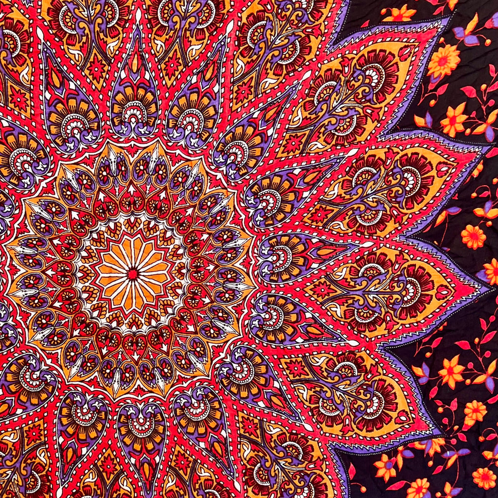 Black & Orange Mandala - Beach Sarong