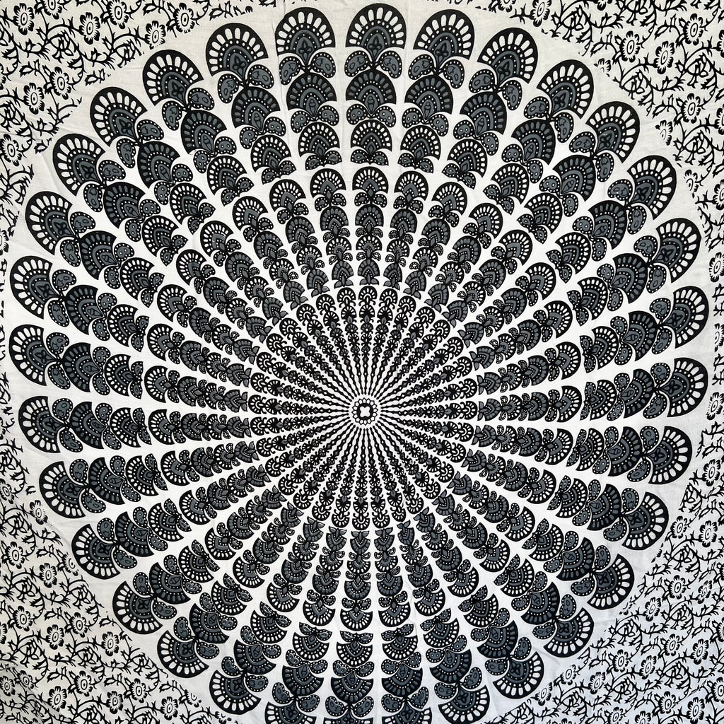 Greyscale Mandala - Beach Sarong