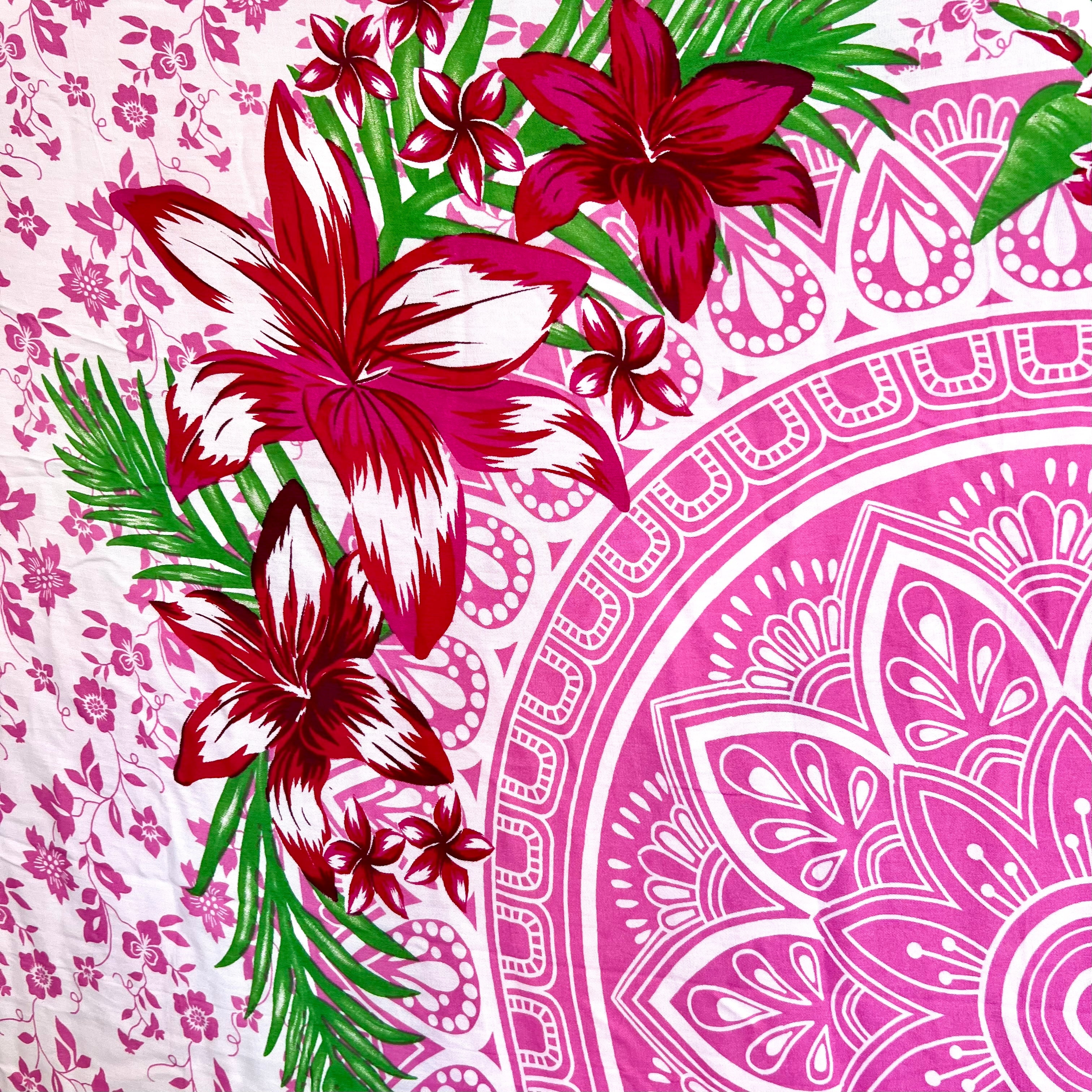 Pink Floral Mandala - Beach Sarong